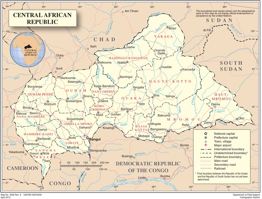 Ubicación geográfica de la República Centroafricana