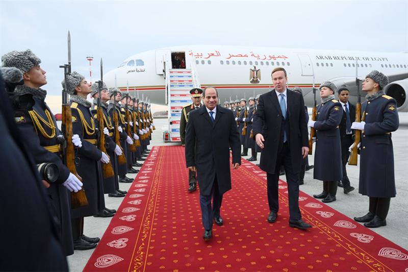 Presidente Abdel-Fattah El-Sisi Al Sisi llegando a la Cumbre BRICS 2024 en Kazan, Rusia