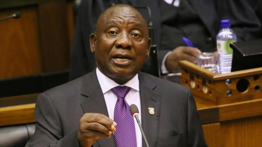 El presidente de Sudáfrica Cyril Ramaphosa en el Parlemanyto sudafricano