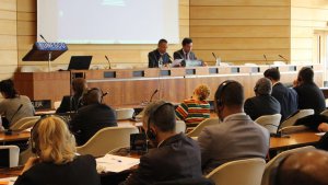 Ernesto Villegas Ministro de Cultura en plenaria junto a Hector Constant representante permanente de Venezuela ante la Unesco