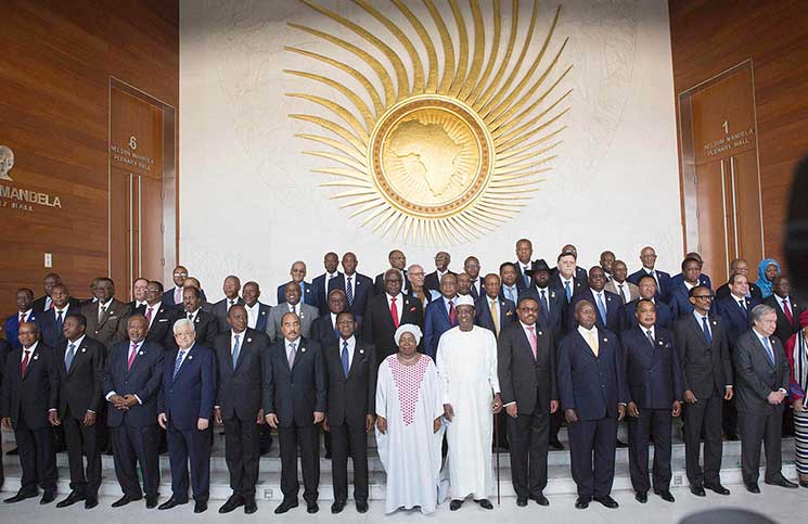 Los jefes de Estado africanos al inicio de la 28ª asamblea de la Unión Africana